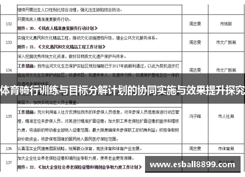体育骑行训练与目标分解计划的协同实施与效果提升探究
